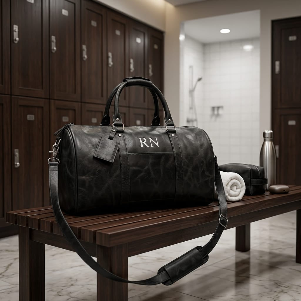 Personalized Engraved Leather Travel Bag