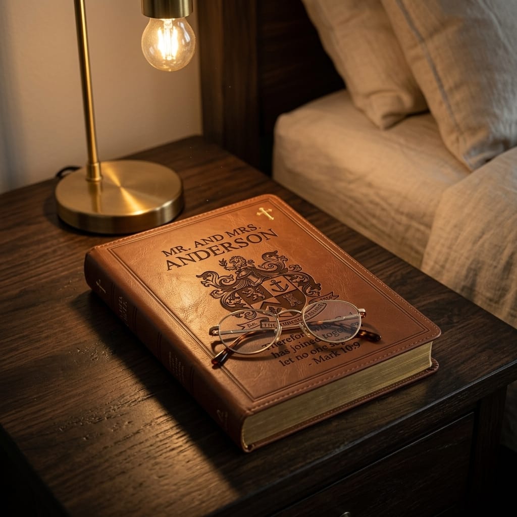 Personalized Leather Family Bible with Coat of Arms