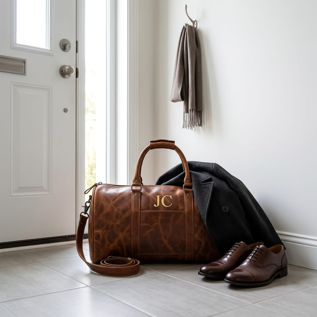 Personalized Engraved Leather Travel Bag