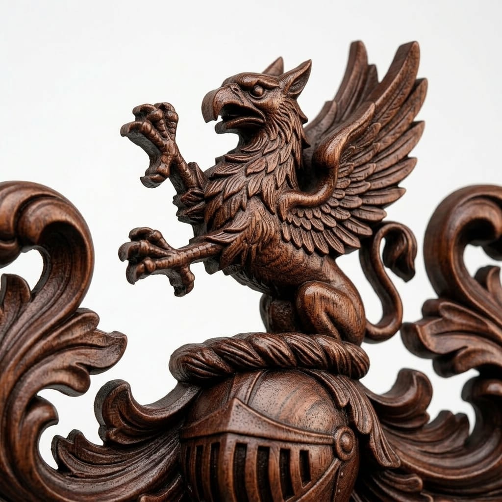 Custom Coat of Arms Wood Carving
