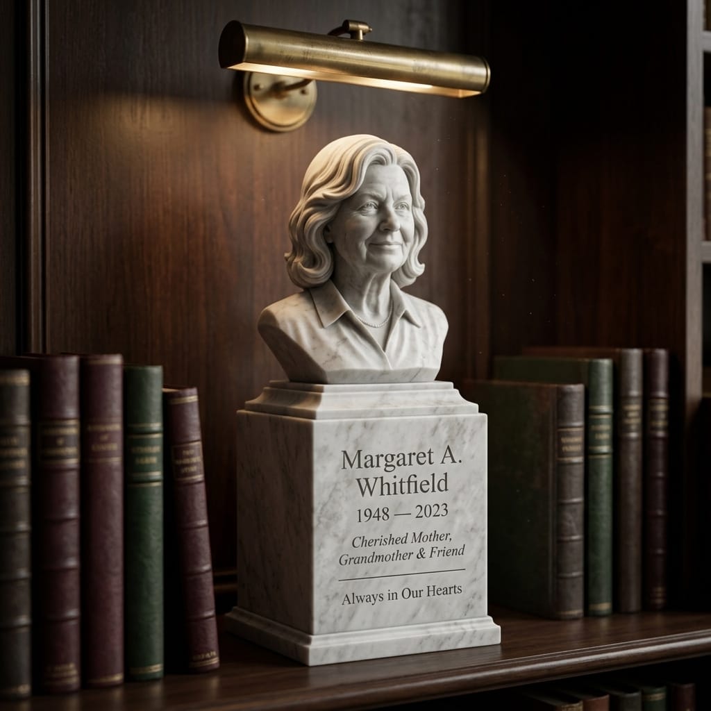 Sculpted Memorial Bust in Marble