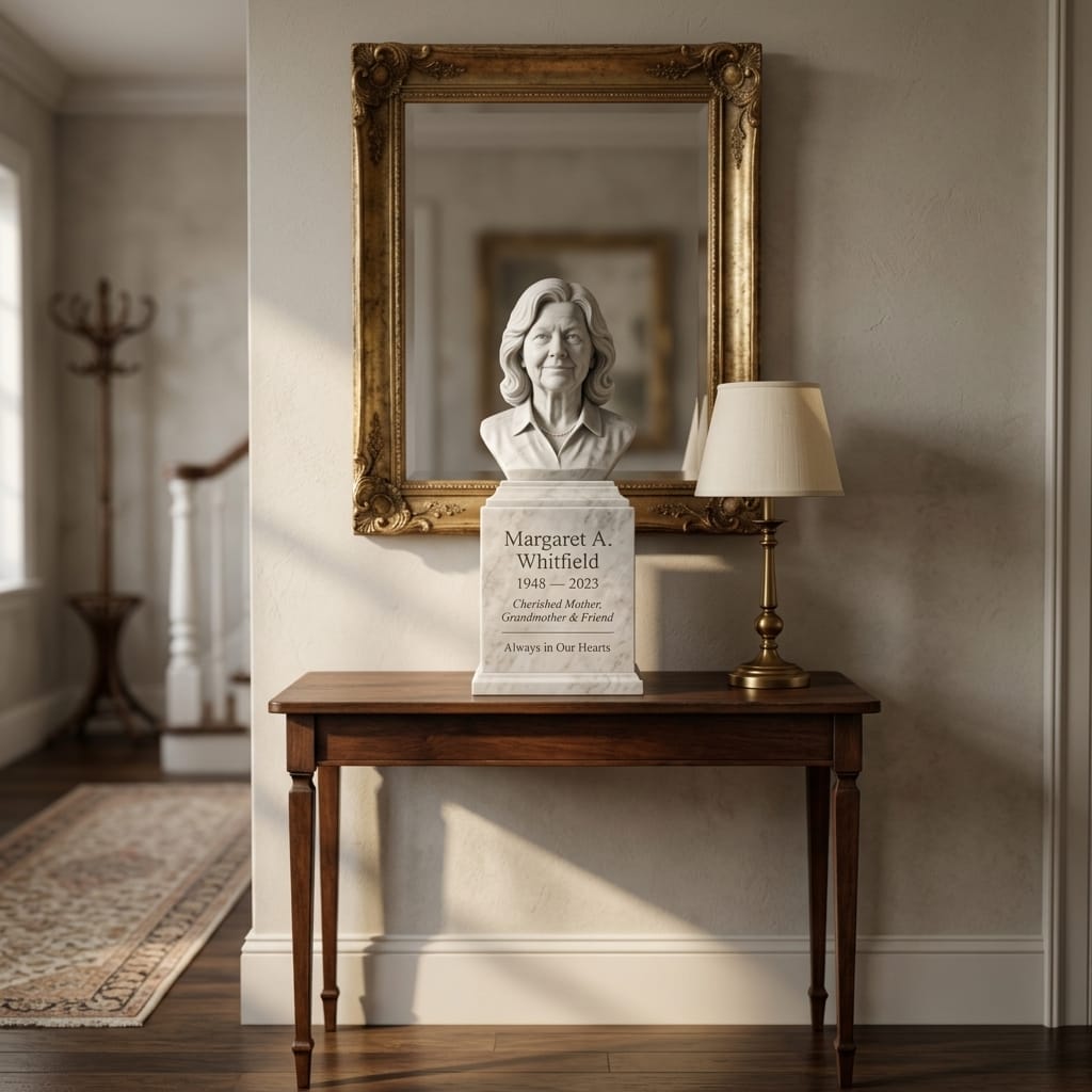 Sculpted Memorial Bust in Marble