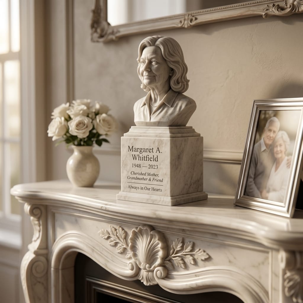 Sculpted Memorial Bust in Marble
