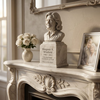 Sculpted Memorial Bust in Marble