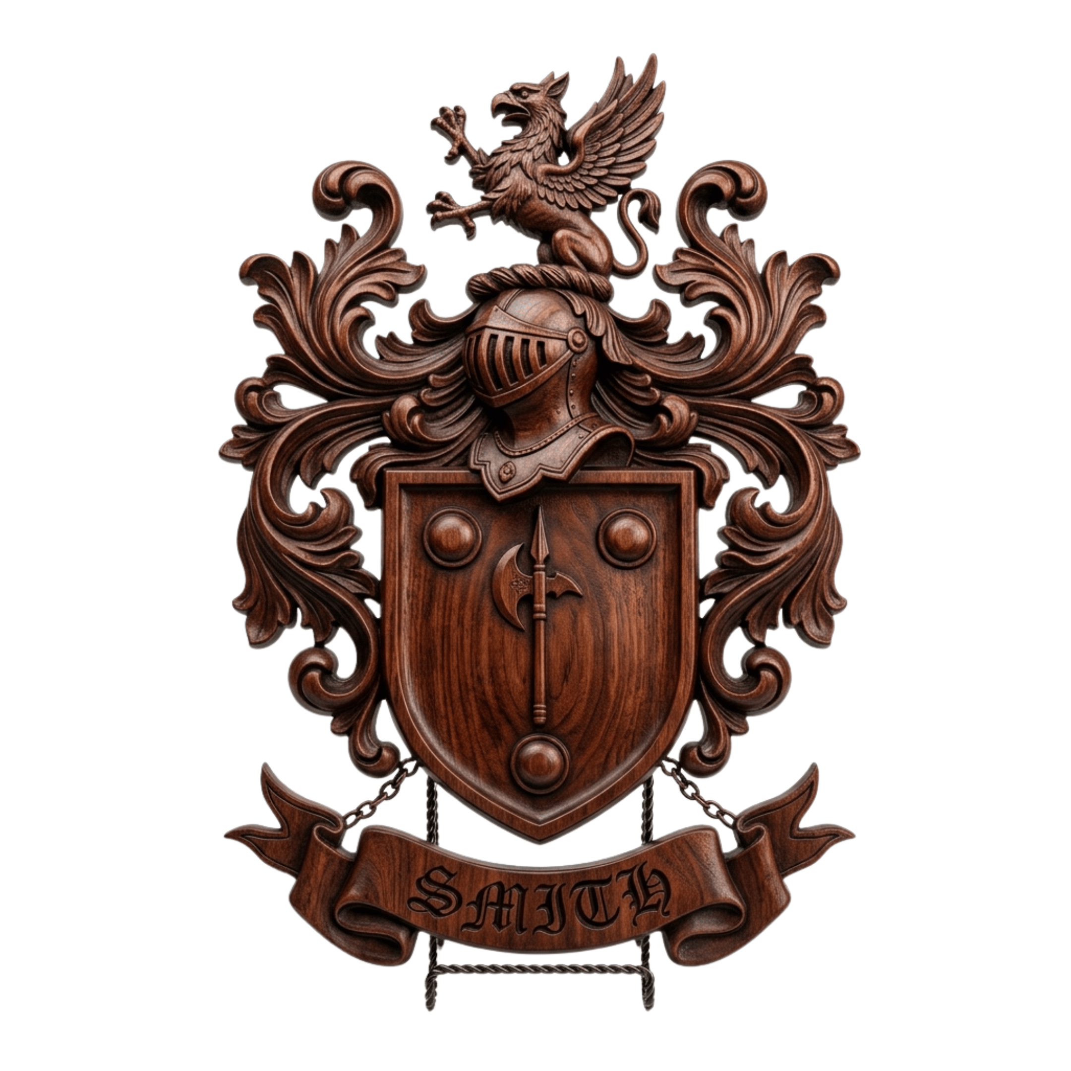 Custom Coat of Arms Wood Carving