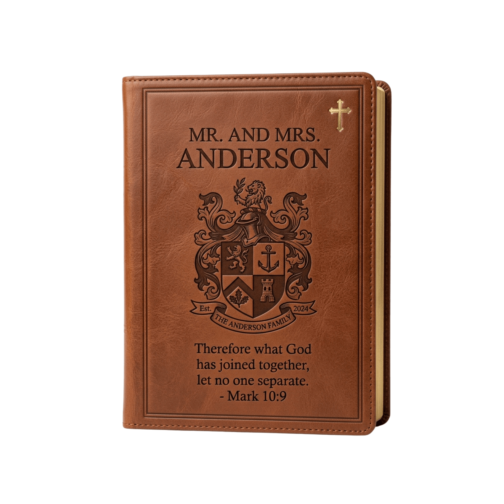 Personalized Leather Family Bible with Coat of Arms