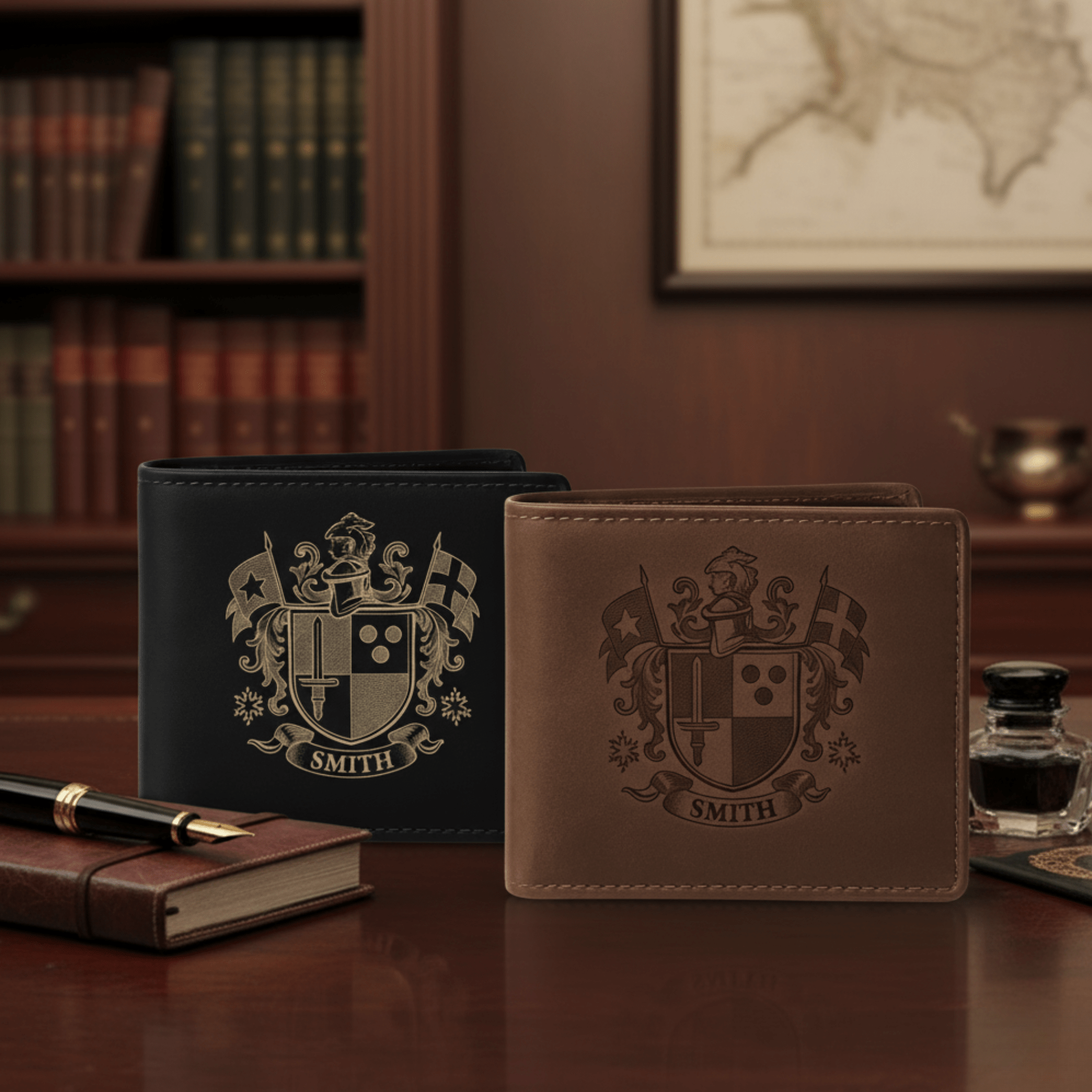Leather Coat Of Arms Wallet