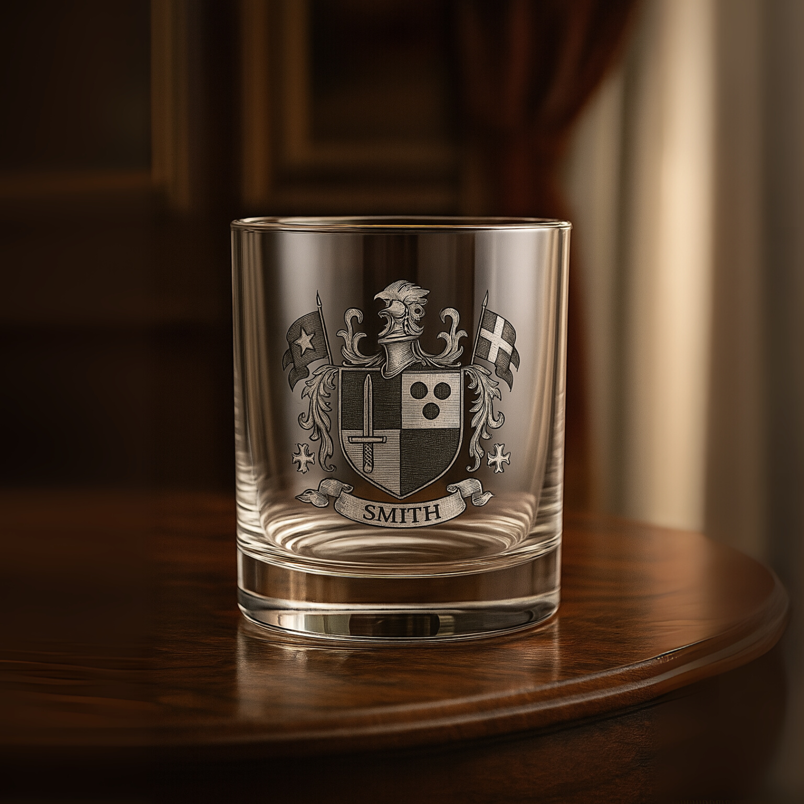 Decanter and Whiskey Crest Glass Set