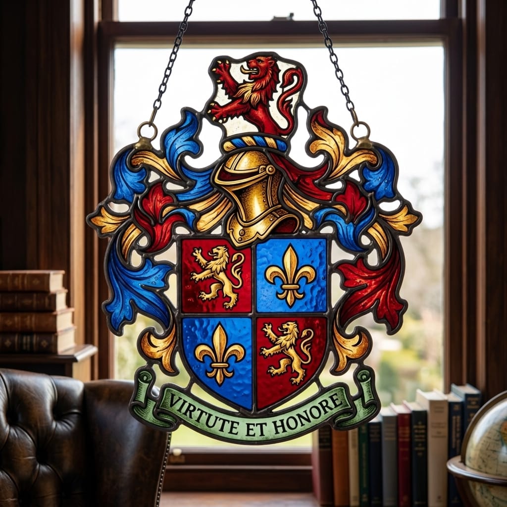 Hand-Cut Stained Glass Coat of Arms