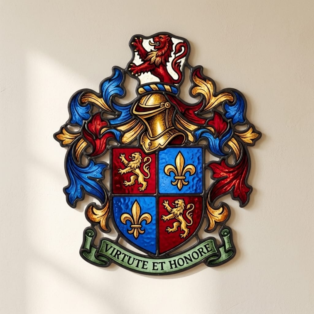 Hand-Cut Stained Glass Coat of Arms