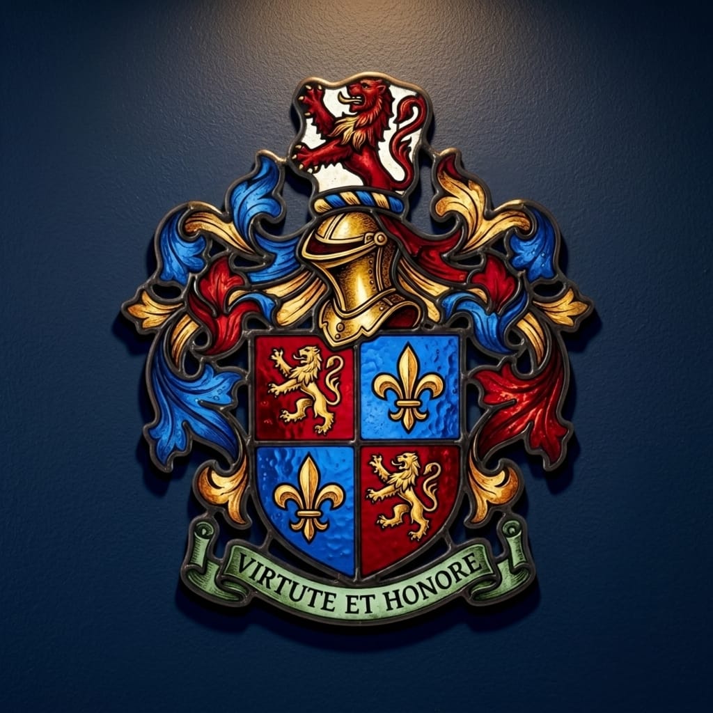 Hand-Cut Stained Glass Coat of Arms