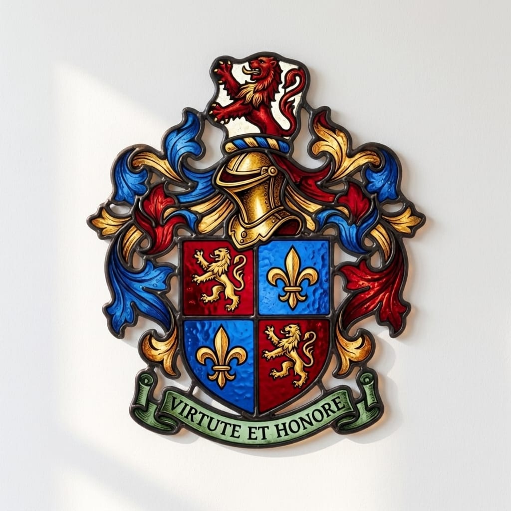 Hand-Cut Stained Glass Coat of Arms