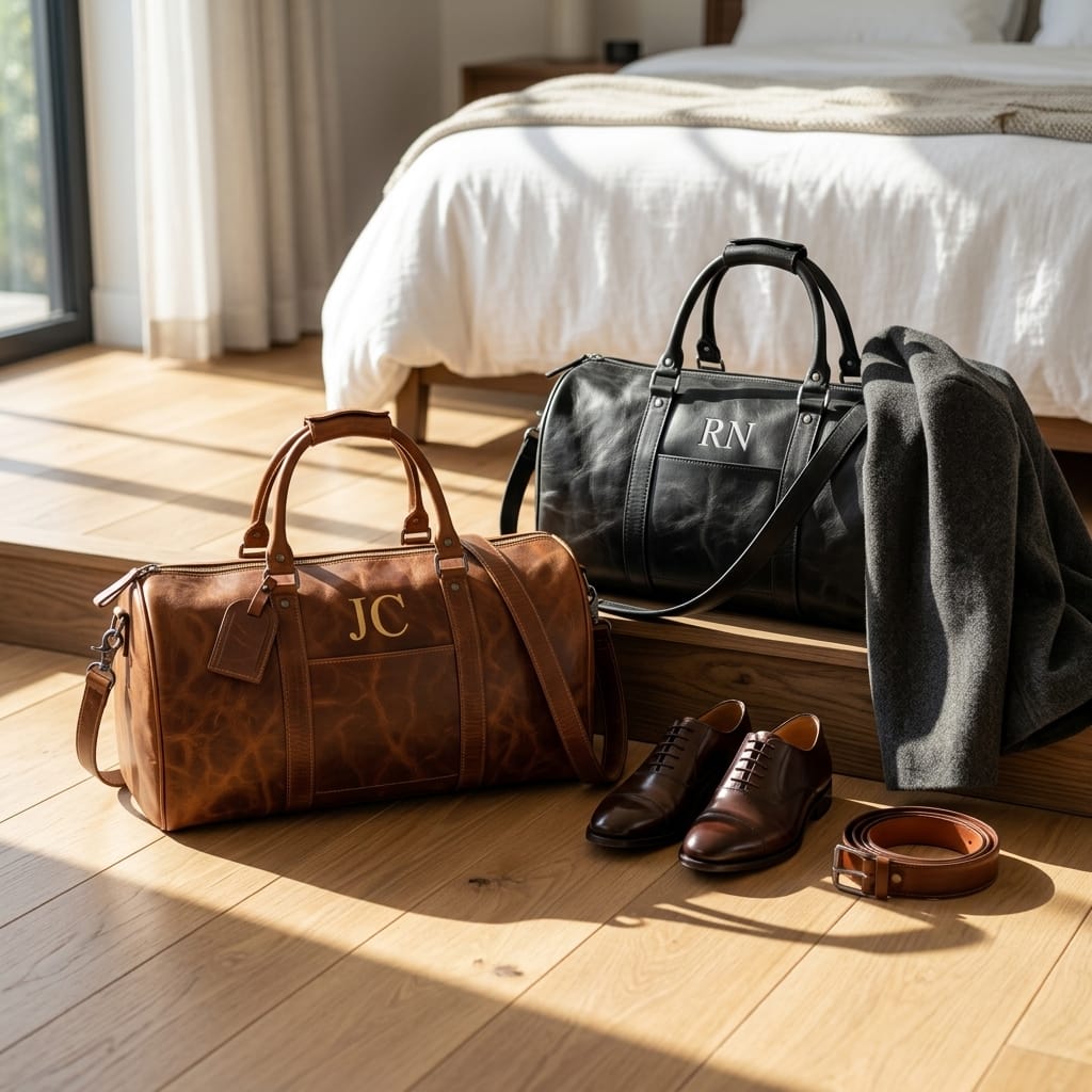 Personalized Engraved Leather Travel Bag